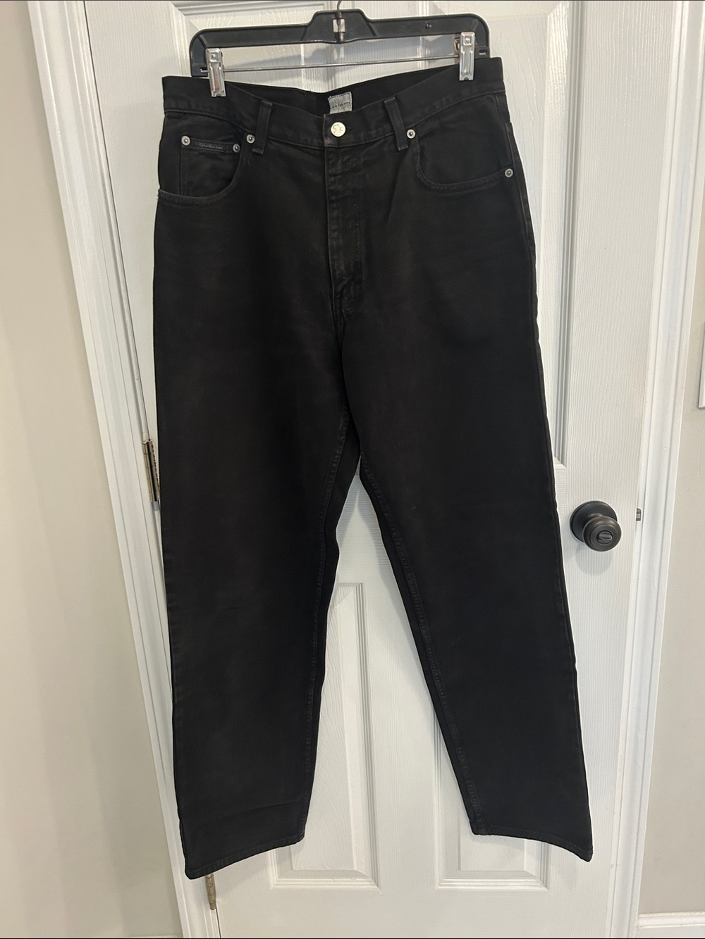 Calvin Klein Jeans Men's Straight Relaxed Fit Black Denim Pants